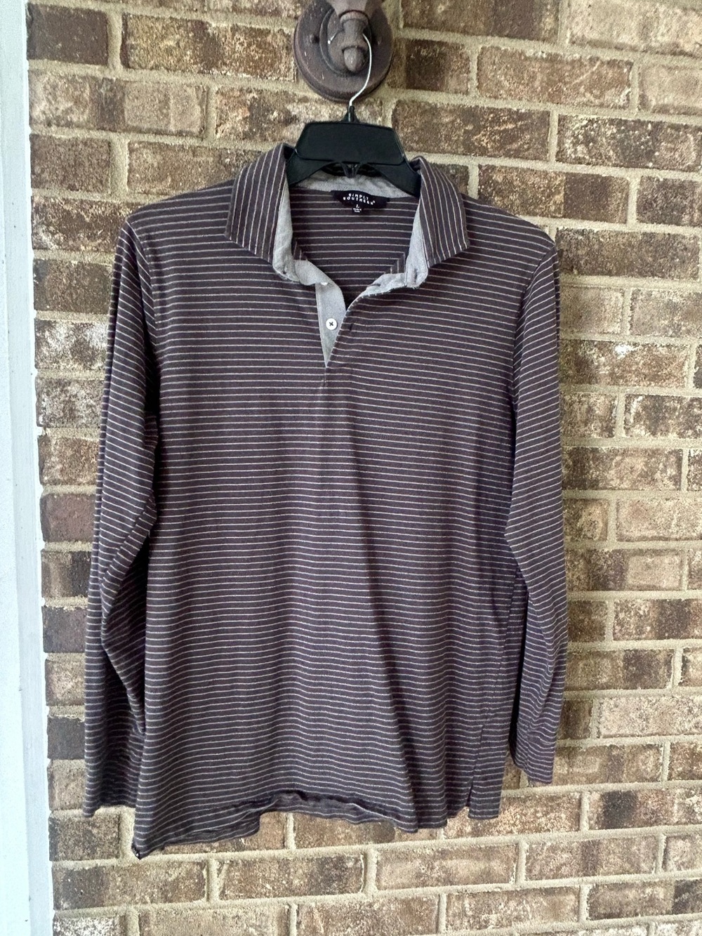 Simply Southern Men’s Striped Collared Pullover | Gray Long Sleeve Polo